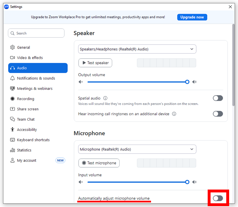 Screenshot of the deselect option